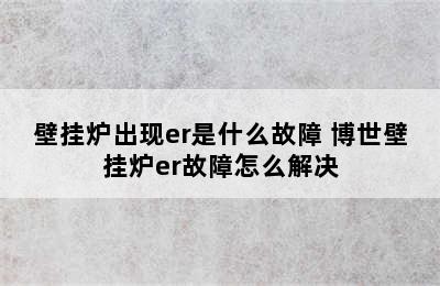 壁挂炉出现er是什么故障 博世壁挂炉er故障怎么解决